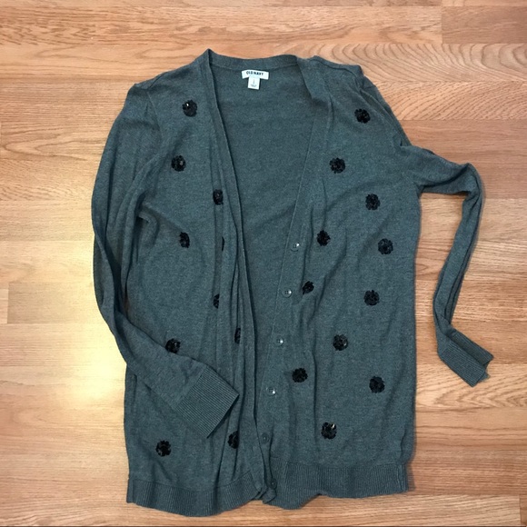 Old Navy Sweaters - Grey cardigan with dots